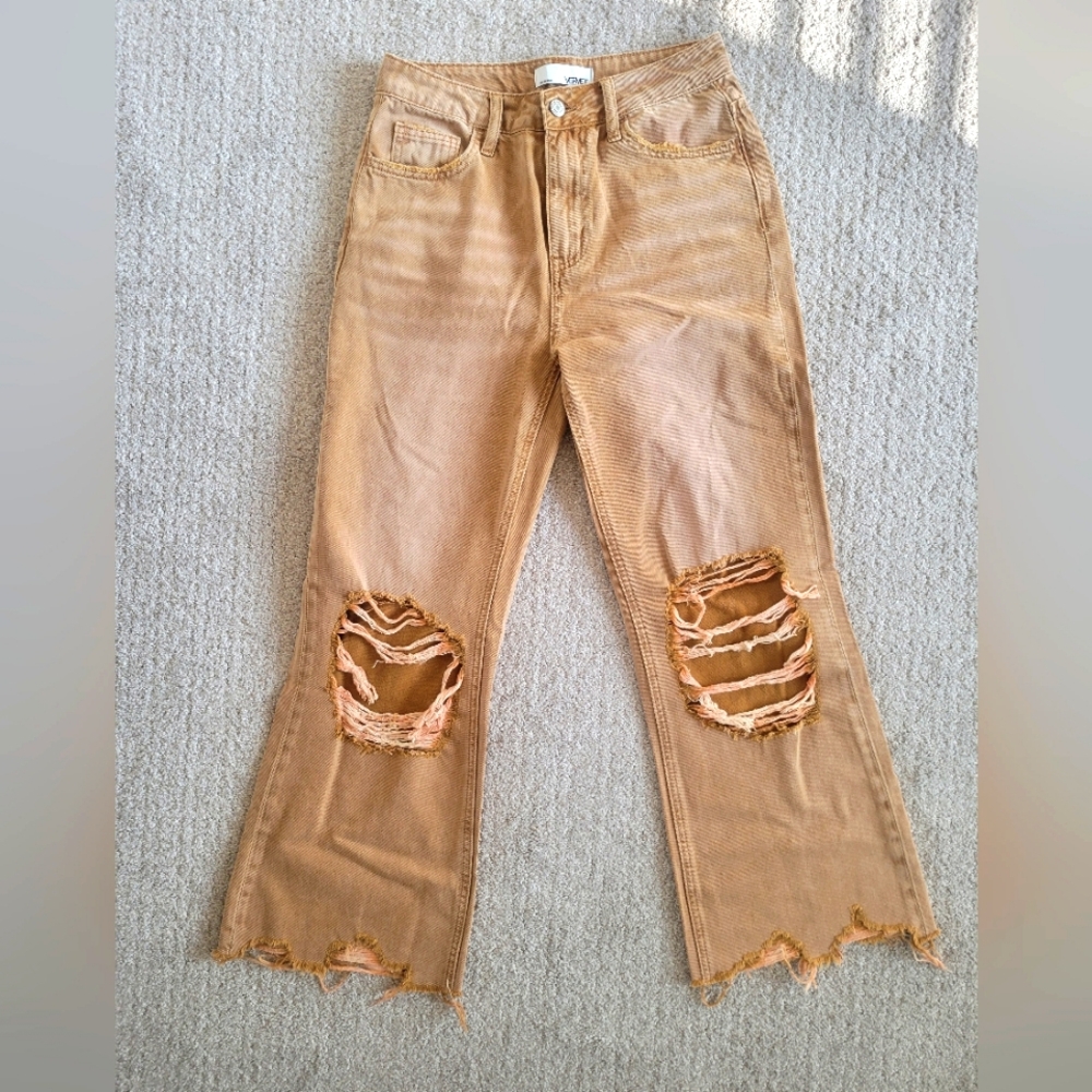 Vervet By Flying Monkey Wide Leg Distressed Denim